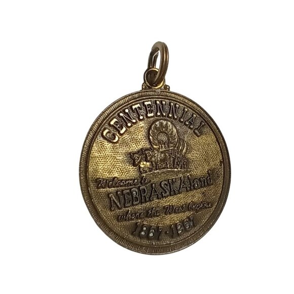 True Vtg 1967 NEBRASKA NEBRASKALAND DAYS ANNIVERSARY Charm Pendant 1" - Picture 2 of 4